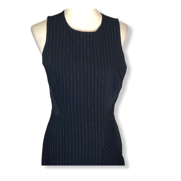 WHBM Black Sleeveless Pinstripe Sheath Dress Sz 6 - Picture 5 of 10